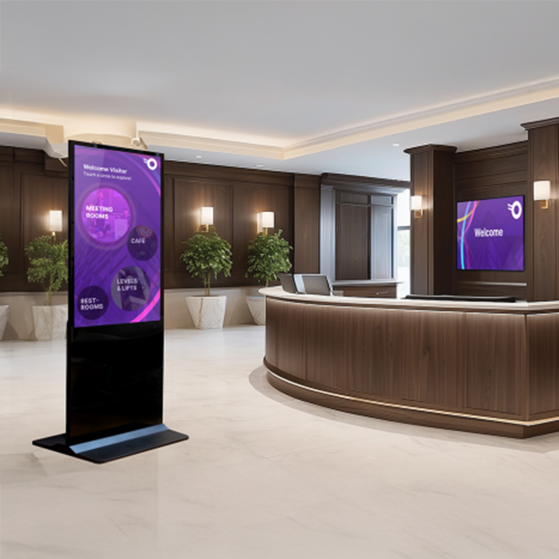 Totem indoor Digital Signage Clevertouch CL Touch 65, 24/7, FHD, 350cd/mp, 2x5W, Android 13, gestionare in cloud CleverLive