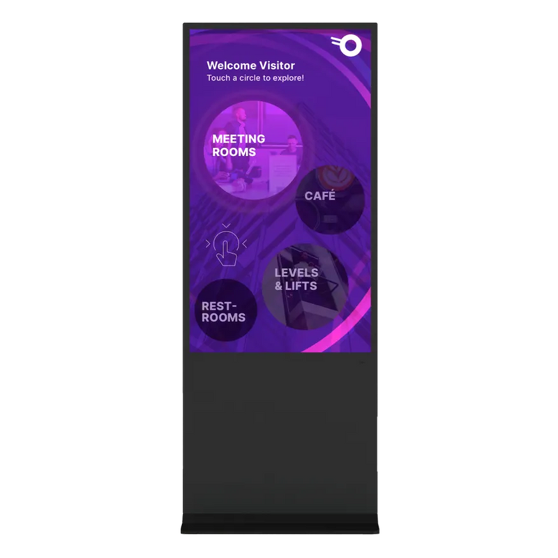 Totem indoor Digital Signage Clevertouch CL Touch 65, 24/7, FHD, 350cd/mp, 2x5W, Android 13, gestionare in cloud CleverLive