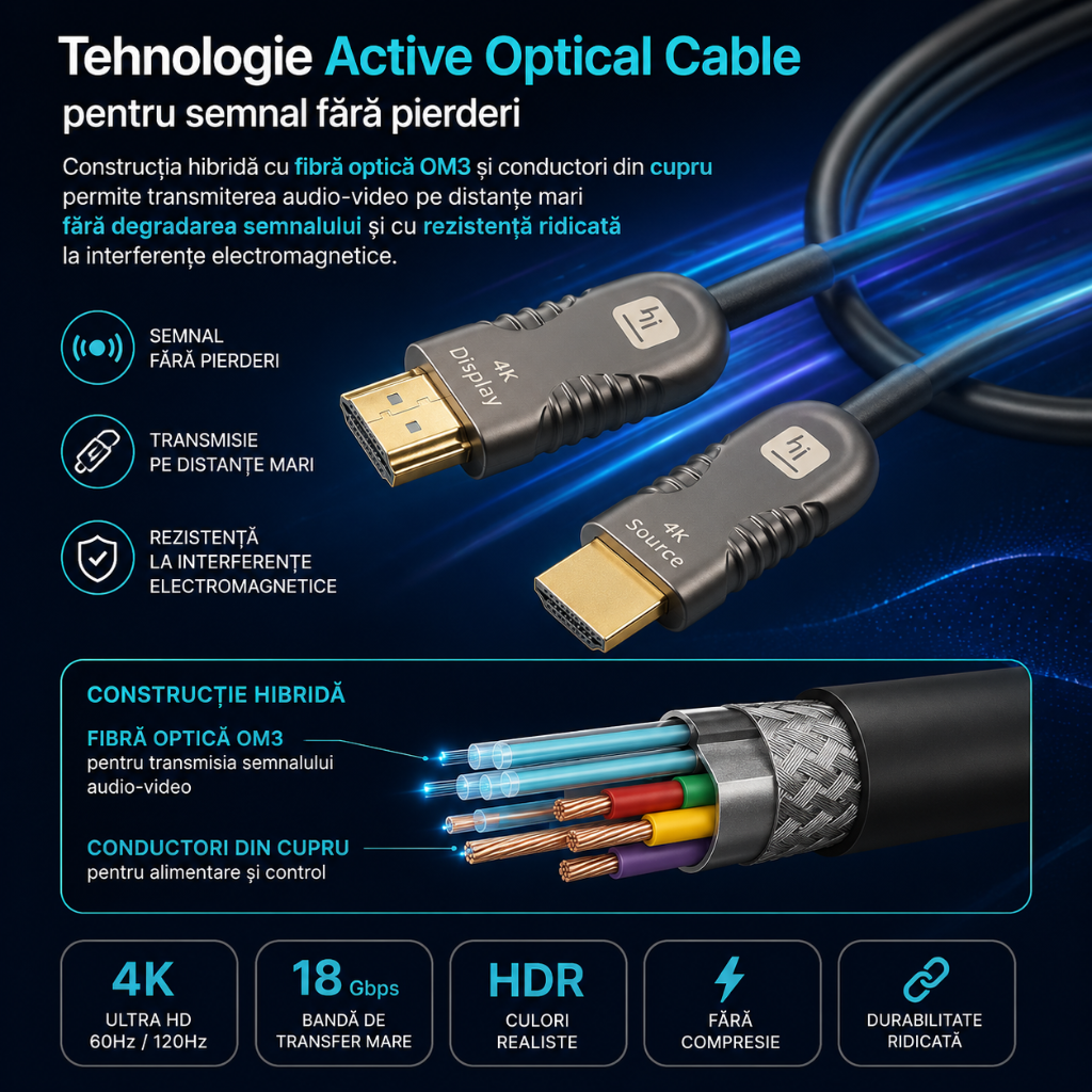 Tehnologie Active Optical Cable pentru semnal fară pierderi