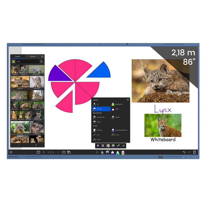 Display interactiv Clevertouch IMPACT LUX2, 86”, 4K, 8 GB RAM, Android 15, Audio 60W, NFC integrat,Google EDLA, LYNX Whiteboard