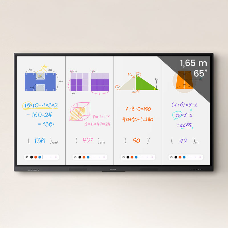 Display interactiv Samsung WAF, 65”, 4K UHD, 400cd/mp, 1.200:1, 40 puncte atingere, Android 14.0, certificat Google EDLA, Energy Star