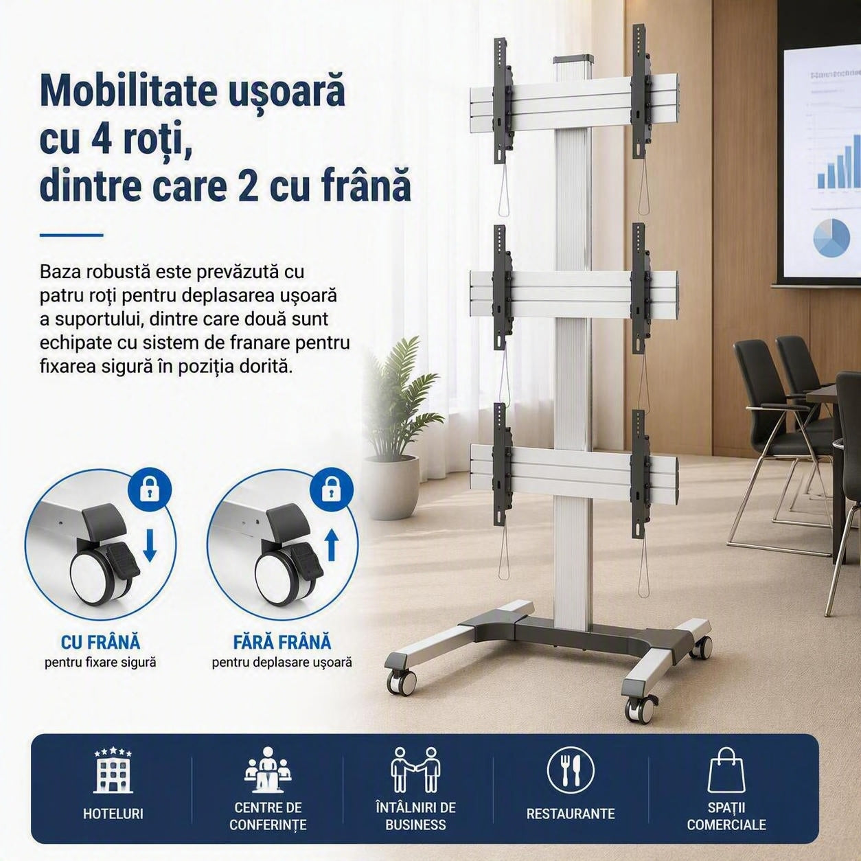 Mobilitate ușoară cu 4 roți, dintre care 2 cu frână