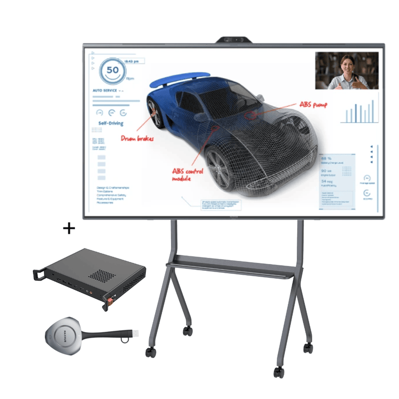 Sistem interactiv BYOC Premium Maxhub Transcend T8630, 86'', 48+8MP, 3x, 50W, Dongle videoconferinta Wi-Fi 6, stand pardoseala 55”-86” inclus