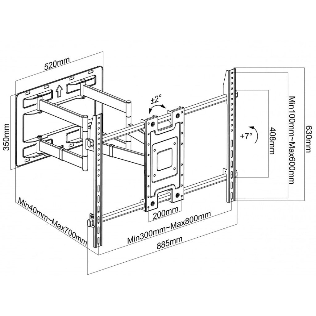 Braț extensibil Full-Motion pentru flexibilitate maximă