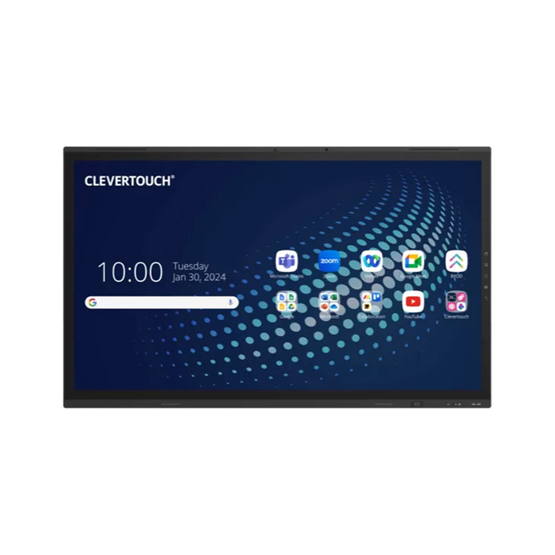 Display interactiv All-in-one Clevertouch UX Pro Edge, 75”, 4K, Android 13, 40 puncte touch, 60W, 48MP, microfoane, NFC, LYNX Whiteboard, certificare Google EDLA, tehnologie InGlass