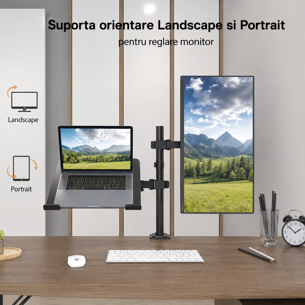 Suportă orientare Landscape și Portrait