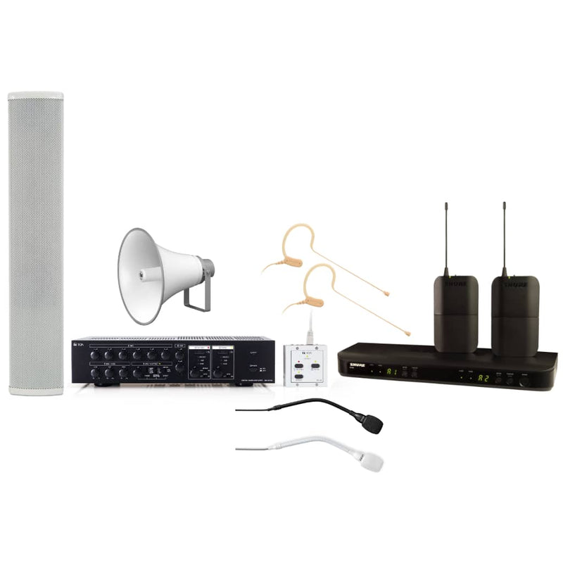 Sistem sonorizare TOA pentru lacase de cult, difuzor interior/exterior, amplificator, microfoane si cabluri incluse